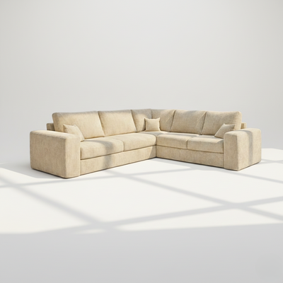 Pandora 6 seater corner sofa right hand in wheat chenille