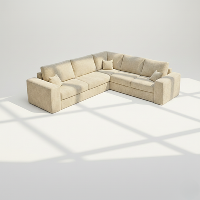 Pandora 6 seater corner sofa right hand in wheat chenille