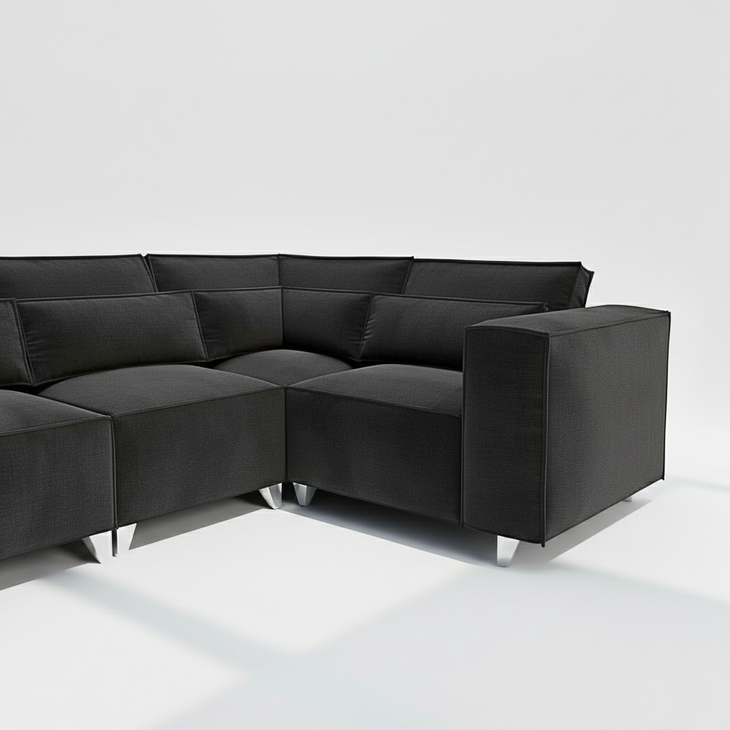 Sloane 4 seater corner sofa right hand in black velvet