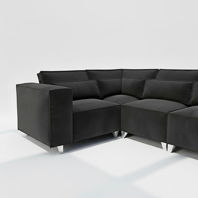 Sloane 4 seater corner sofa left hand in black velvet