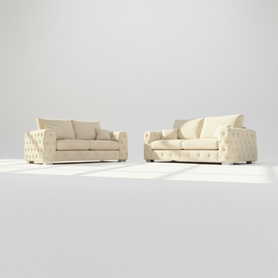 Ashton 3 & 2 seater sofa set in Cream velvet
