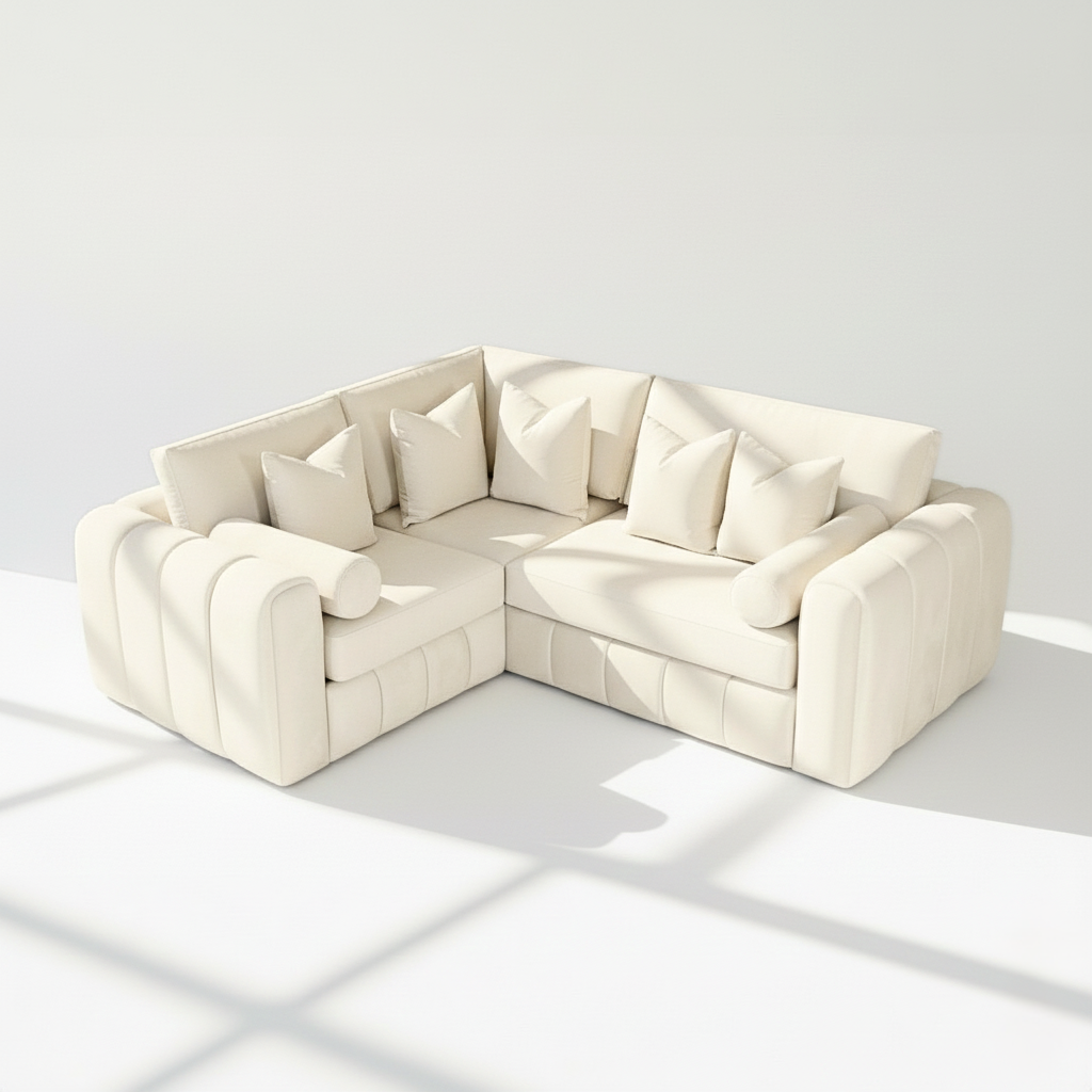 Havana 4 seater corner left hand in cream velvet