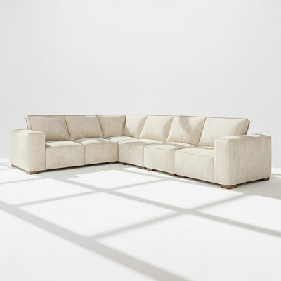 Belgravia 6 seater corner sofa left hand in ivory chenille