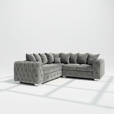 Mayfair 5 seater corner sofa in grey velvet