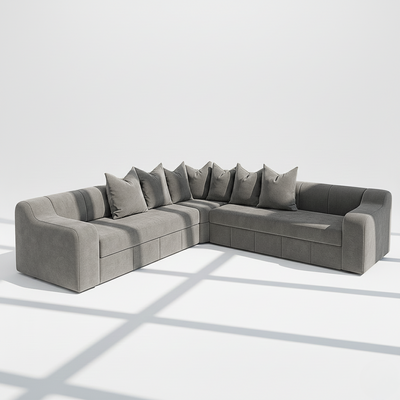 Bella 5 seater corner sofa in grey velvet