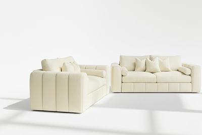 Havana 3 & 2 seater sofa set in plush cream velvet