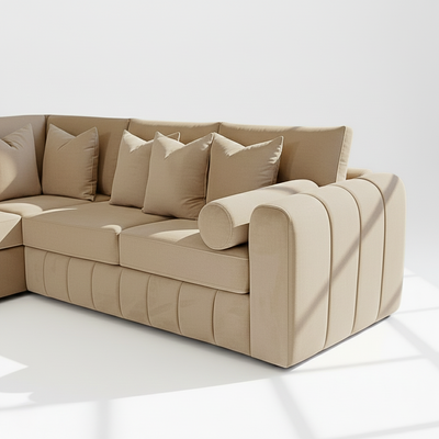 Havana 6 seater corner left hand in mink velvet