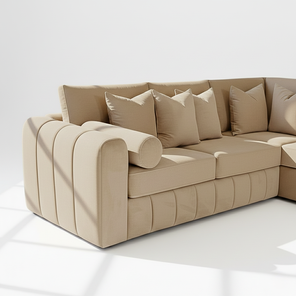 Havana 6 seater corner right hand in mink velvet