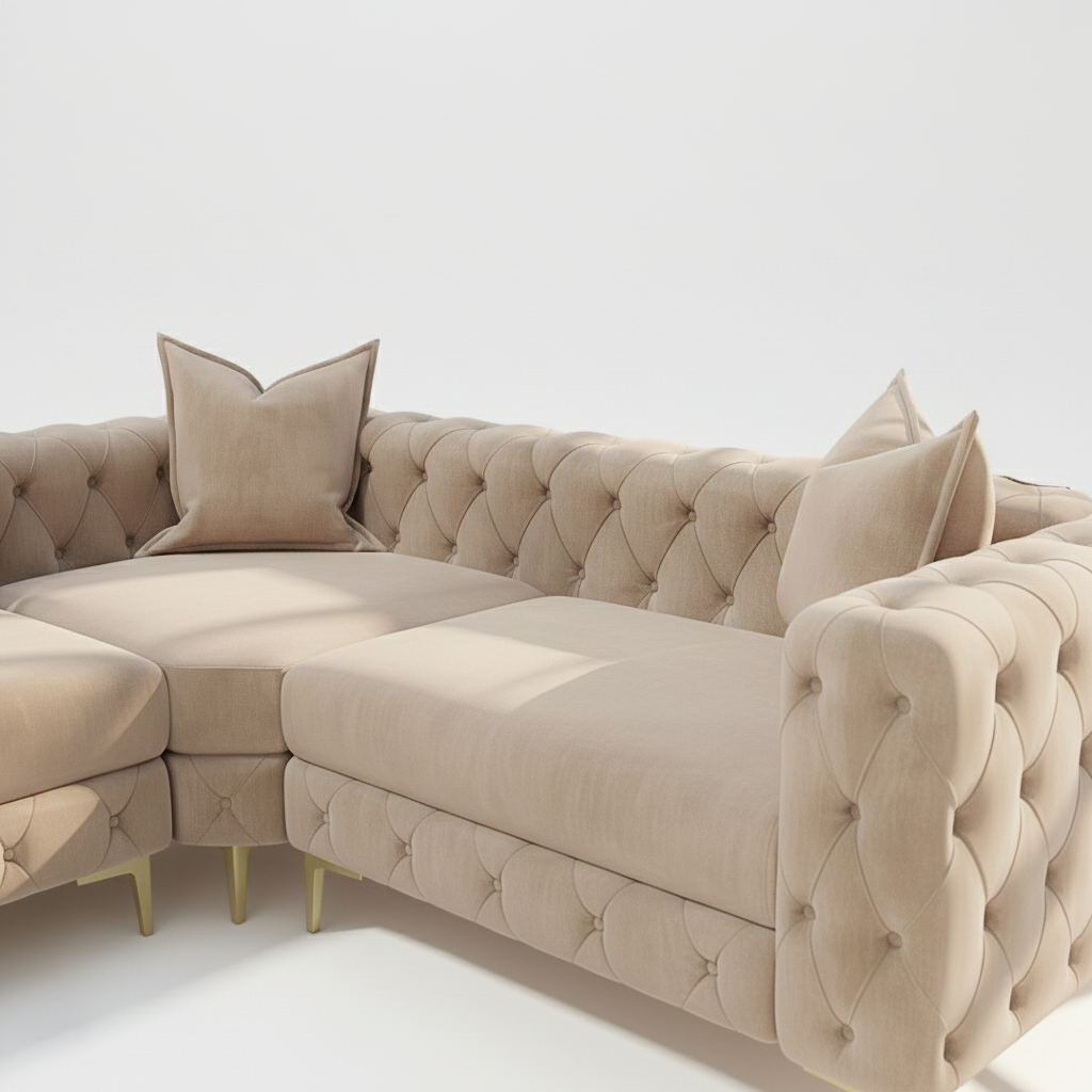 Monaco 4 seater corner right hand in mink velvet