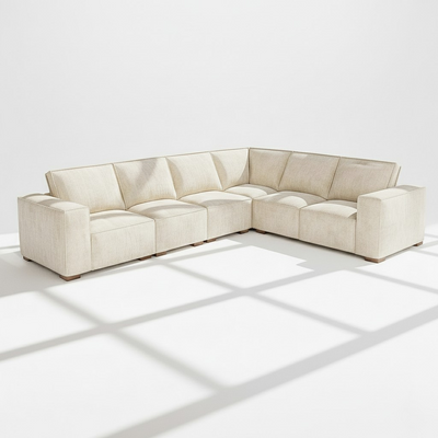 Belgravia 6 seater corner sofa right hand in ivory chenille