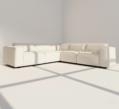 Aire 5 seater corner sofa in ivory boucle