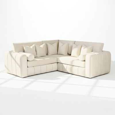 Havana 5 seater corner sofa in cream velvet