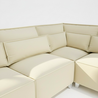 Sloane 6 seater corner sofa right hand in cream velvet