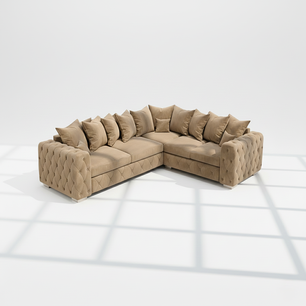 Mayfair 6 seater corner sofa right hand in mink velvet