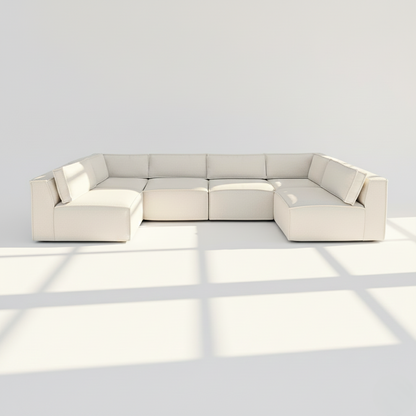 Aire XL U Shape with open end sofa in cream naples linen