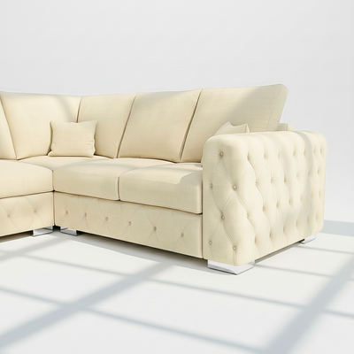 Ashton 4 seater corner sofa left hand fullback in cream velvet