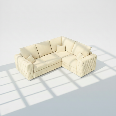 Ashton 4 seater corner sofa in cream velvet