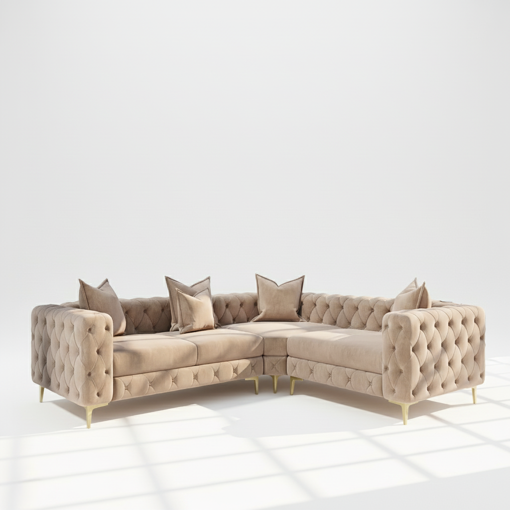 Monaco 4 seater corner right hand in mink velvet