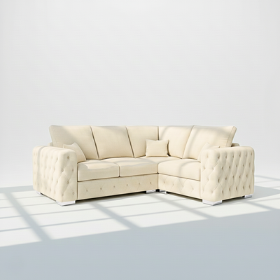 Ashton 4 seater corner sofa in cream velvet